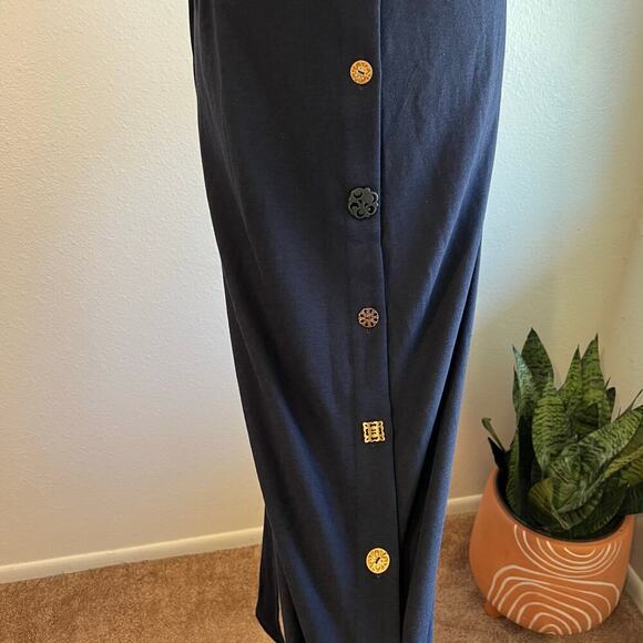 Soft Surroundings Dark Blue Sleeveless Button Detailed Front Midi Dress Size S - Picture 3 of 14
